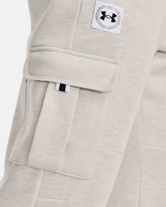 Men's UA Essential Fleece Heritage Cargo Pants, White, pdpMainDesktop image number 4